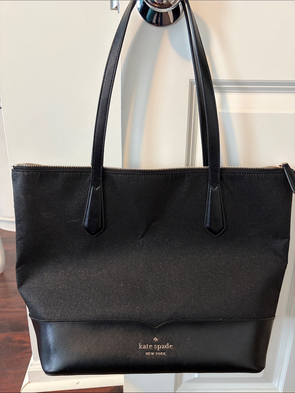 kate spade black tote with logo trim